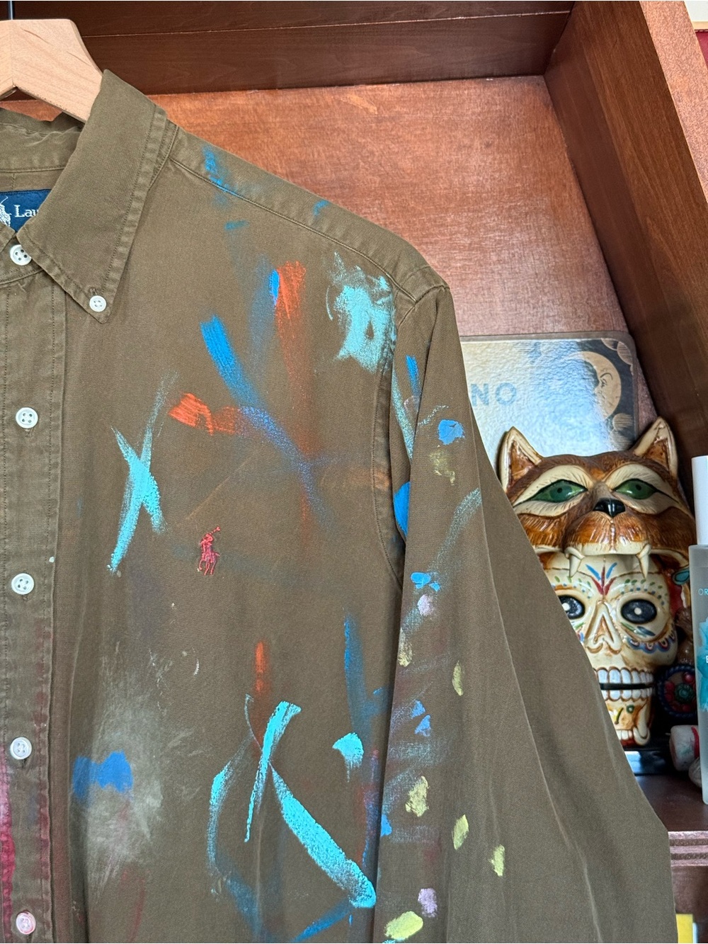 Ralph Lauren - Vintage Classic Fit Button Down - Olive / Multicolor - Large